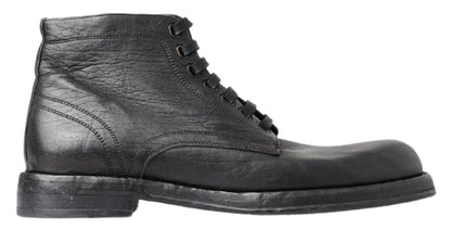 Botas de cuero negras con cordones Equisite