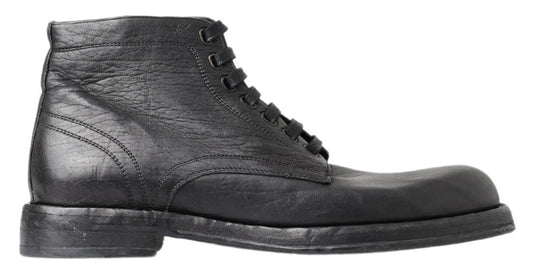 Botas de cuero negras con cordones Equisite