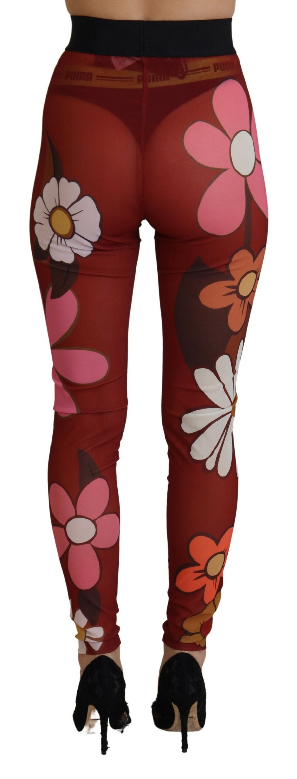 Leggings de cintura alta con estampado floral rojo
