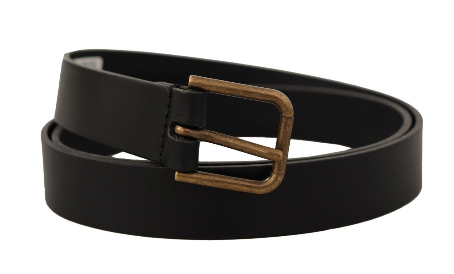 Cinturón elegante de cuero negro con hebilla de metal