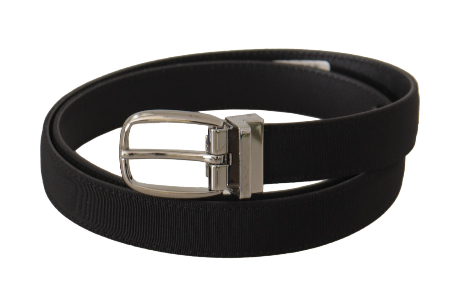 Cinturón elegante de lona y cuero negro