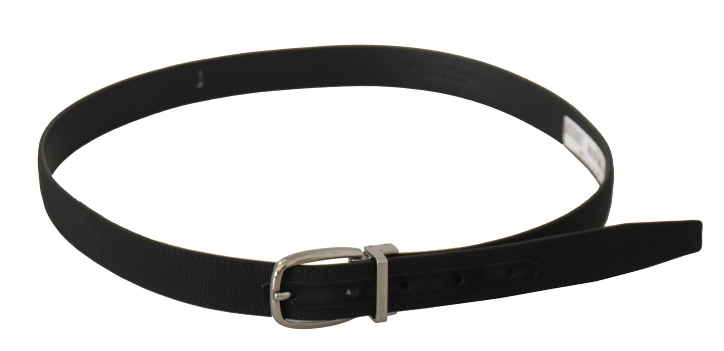 Cinturón elegante de lona y cuero negro