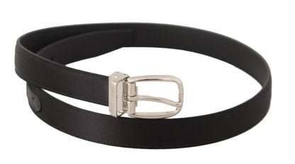 Cinturón elegante de diseño de lona y cuero negro