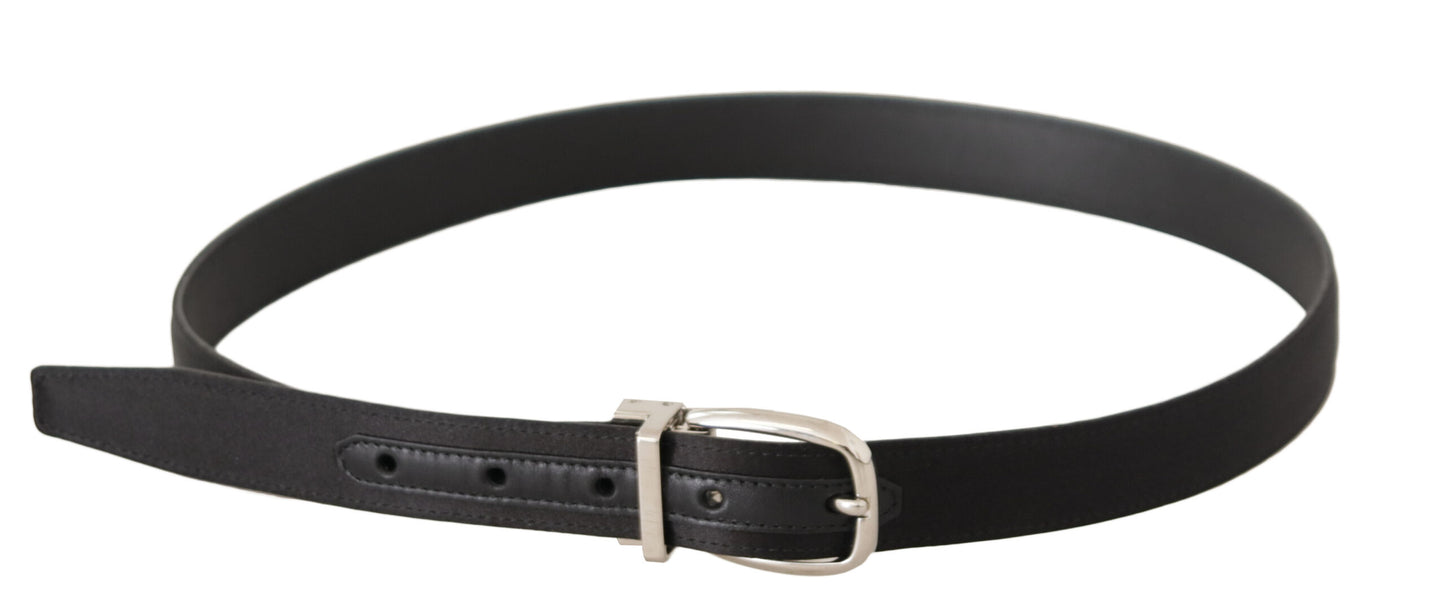 Cinturón elegante de diseño de lona y cuero negro