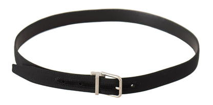 Cinturón elegante de lona negra y cuero