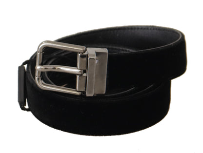 Elegante cinturón D&amp;G de cuero y algodón negro