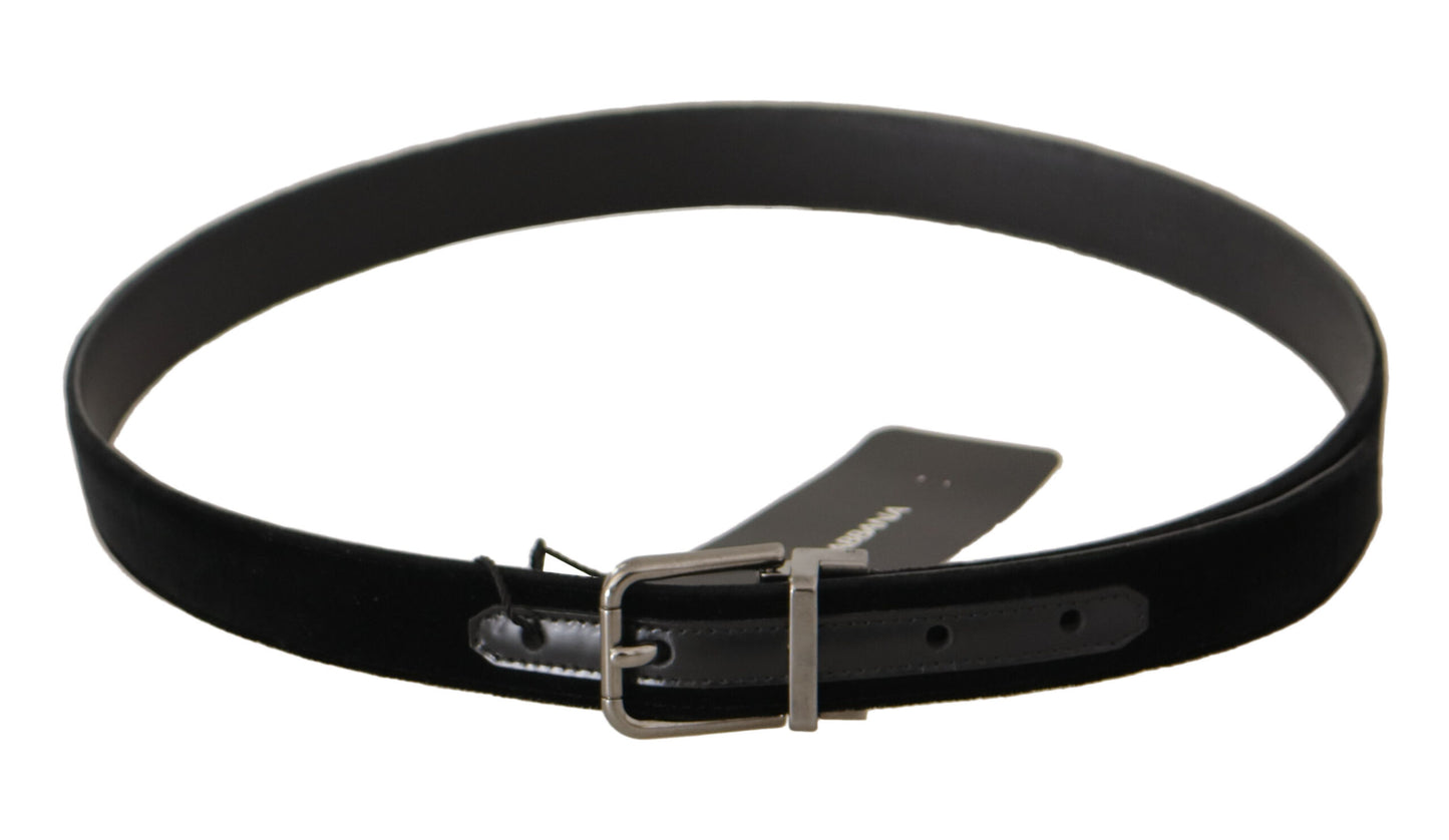 Elegante cinturón D&amp;G de cuero y algodón negro