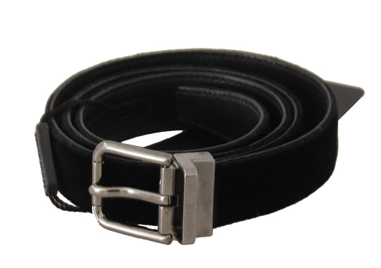 Elegante cinturón D&amp;G de cuero y algodón negro