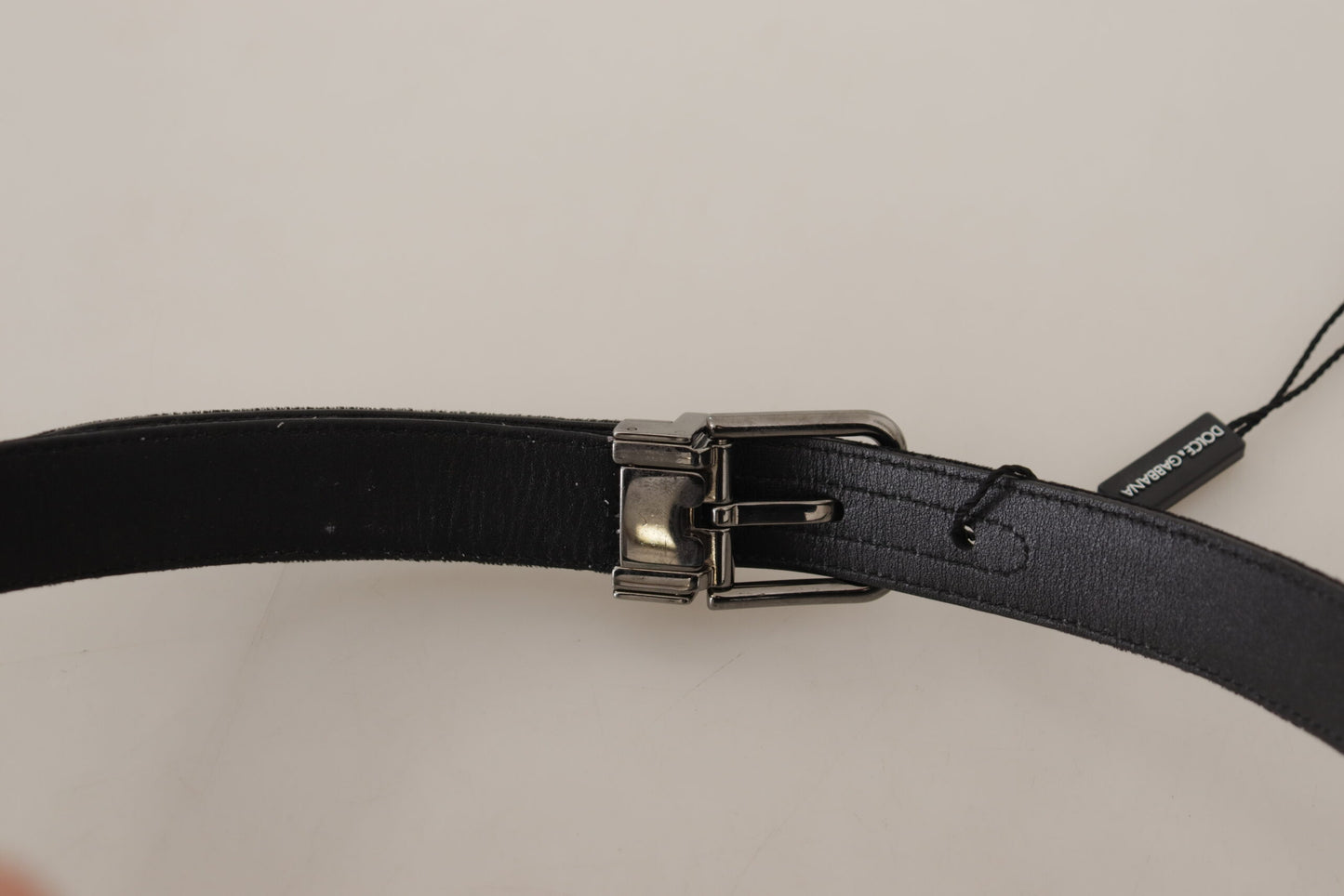 Elegante cinturón D&amp;G de cuero y algodón negro