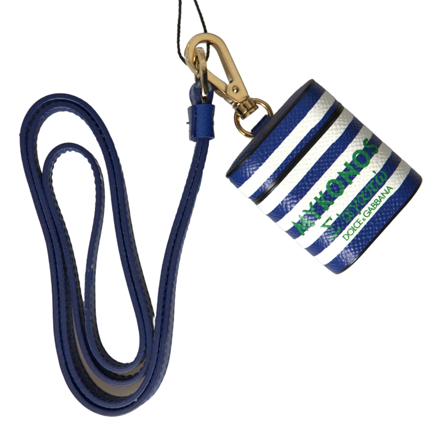 Estuche elegante de cuero con rayas azules para Airpods