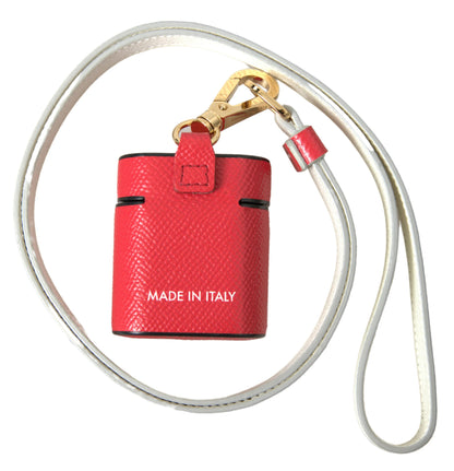 Elegante funda para AirPods de piel de becerro roja