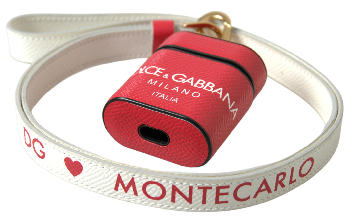 Elegante funda para AirPods de piel de becerro roja