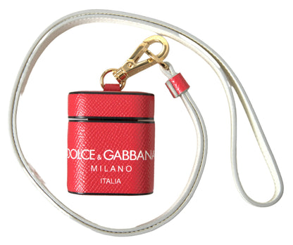 Elegante funda para AirPods de piel de becerro roja