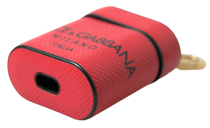 Elegante funda de cuero para Airpods en negro y rojo