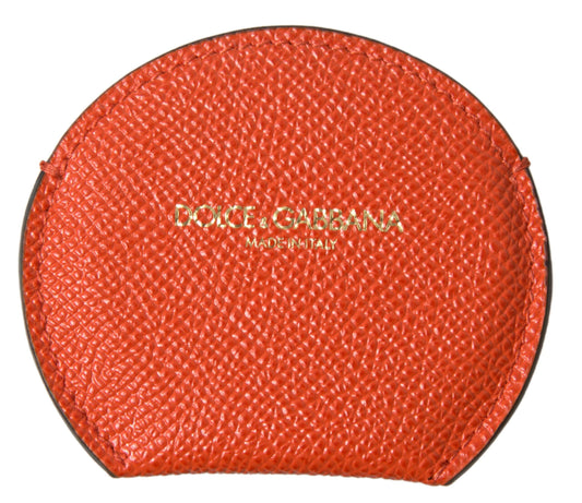 Elegante porta espejo de piel de becerro naranja
