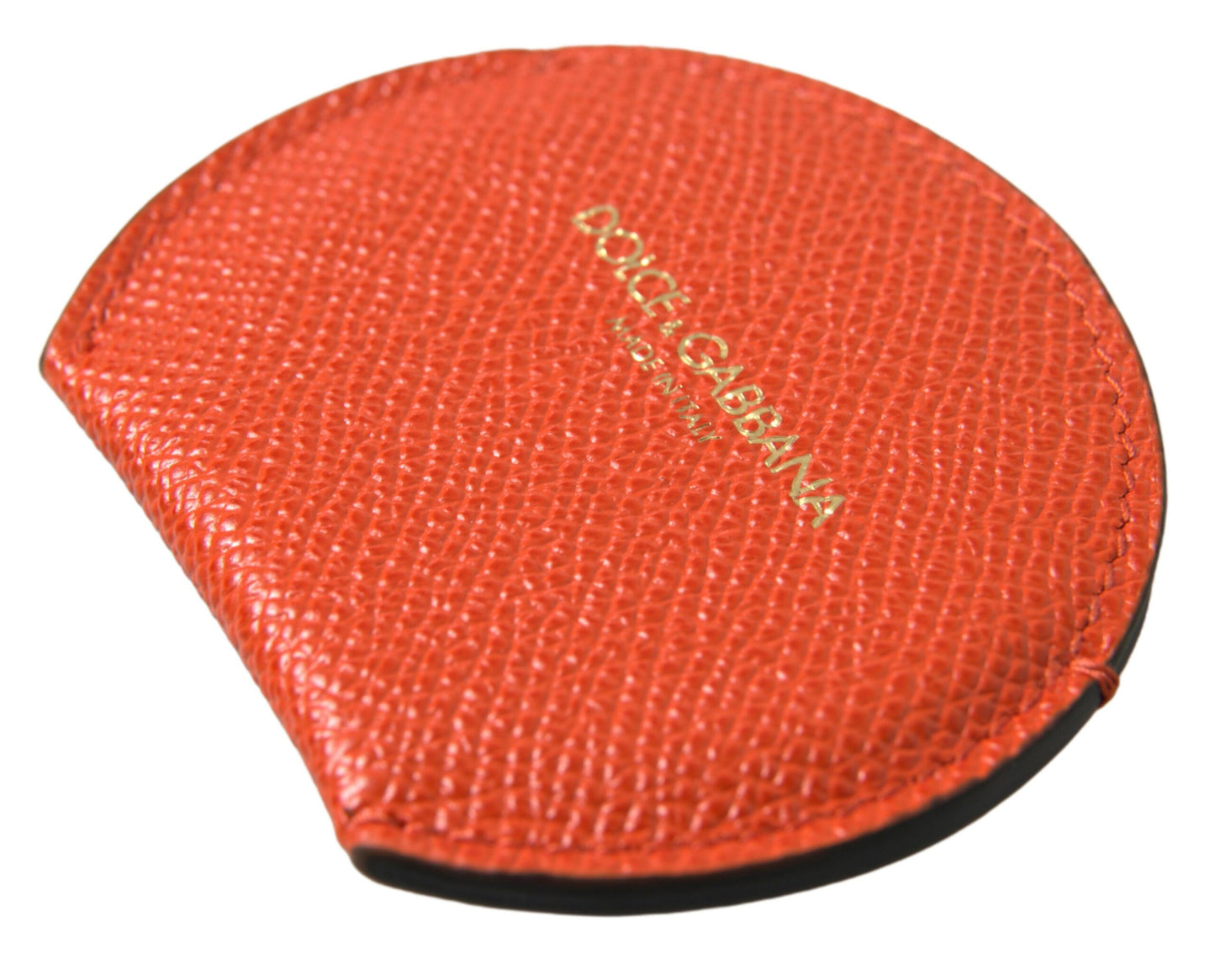 Elegante porta espejo de piel de becerro naranja