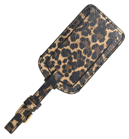 Elegante etiqueta de equipaje de piel de leopardo