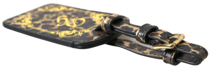 Elegante etiqueta de equipaje de piel de leopardo