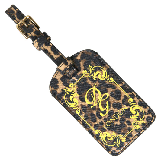 Elegante etiqueta de equipaje de piel de leopardo
