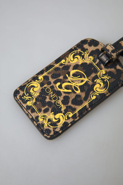 Elegante etiqueta de equipaje de piel de leopardo