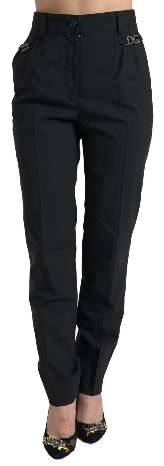 Pantalones elegantes de lana de cintura alta y corte cónico
