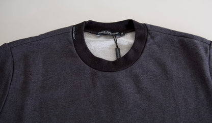 Elegante suéter gris oscuro de cuello redondo