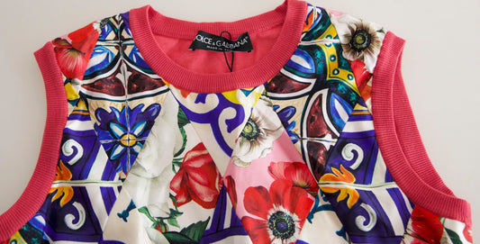 Elegante blusa de cuello redondo en mezcla de cachemira y seda