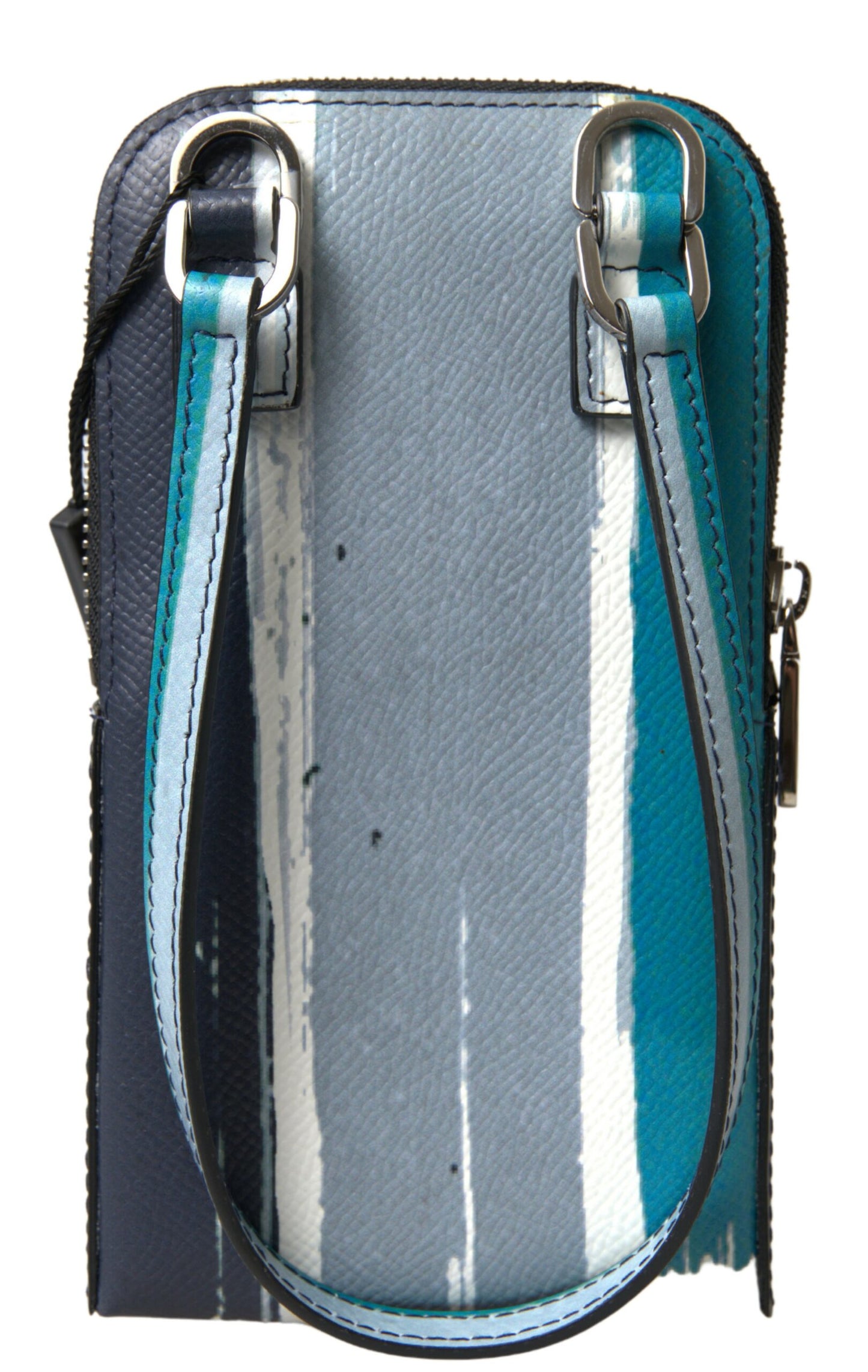 Elegante bolso bandolera de piel para teléfono en azul y blanco