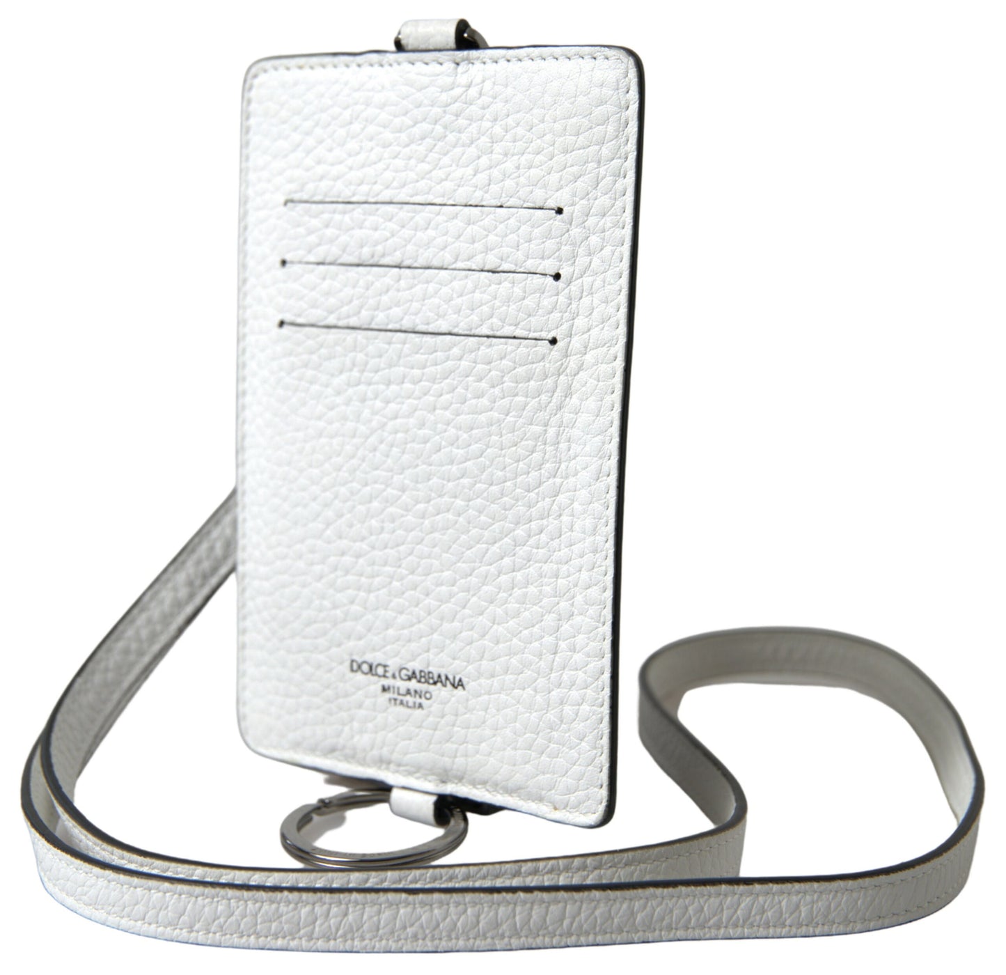 Elegante cordón para tarjetero de cuero blanco