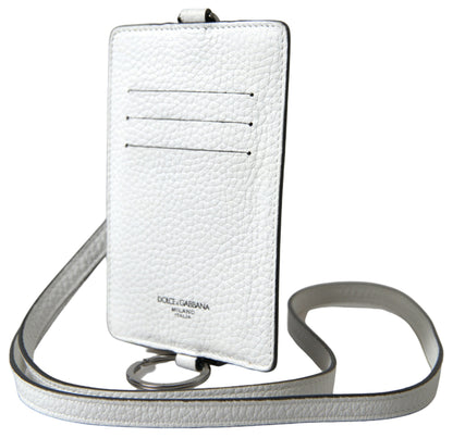 Elegante cordón para tarjetero de cuero blanco