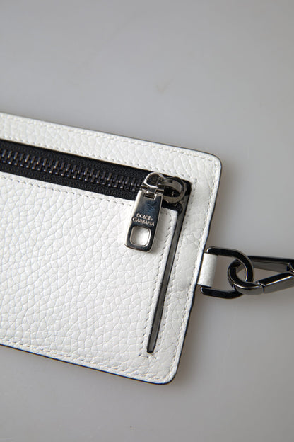 Elegante cordón para tarjetero de cuero blanco