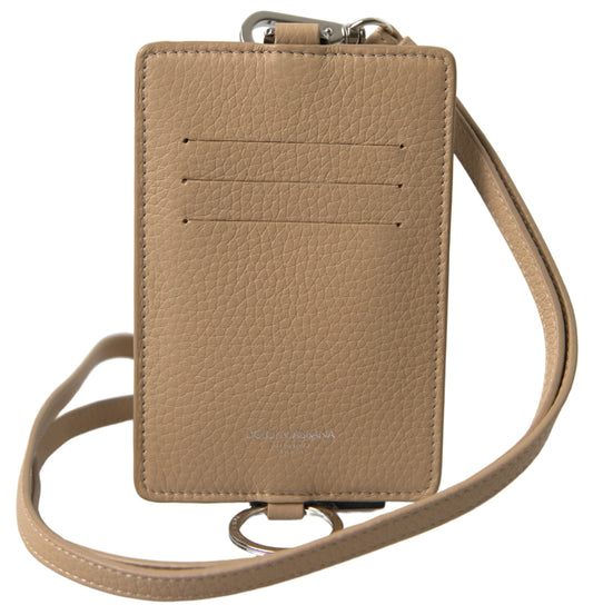 Elegante tarjetero de piel beige