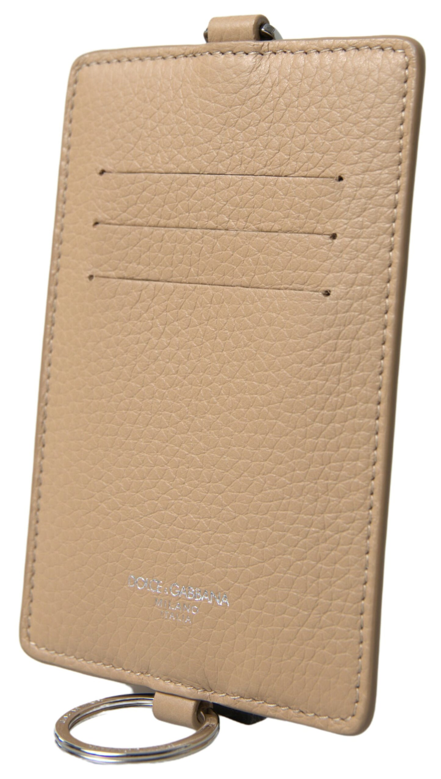 Elegante tarjetero de piel beige