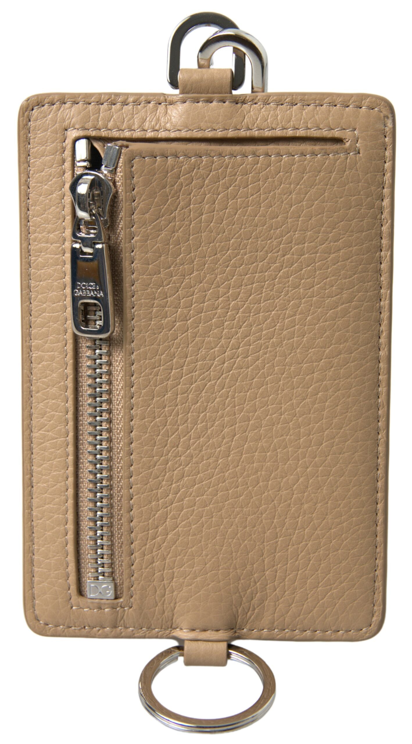 Elegante tarjetero de piel beige