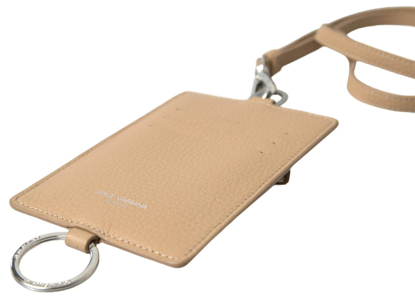 Elegante tarjetero de piel beige