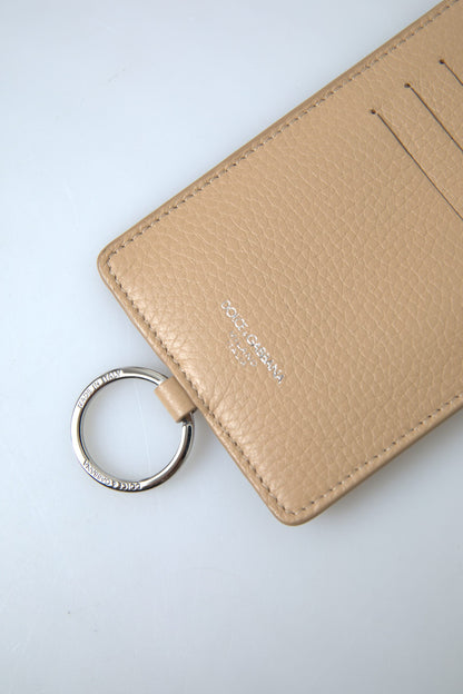 Elegante tarjetero de piel beige