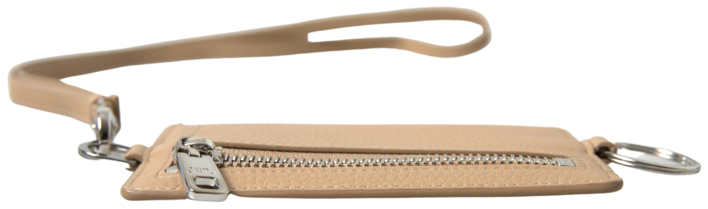 Elegante tarjetero de piel beige