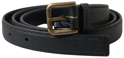 Cinturón elegante de cuero italiano negro