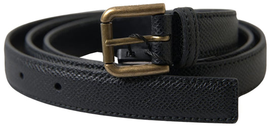 Cinturón elegante de cuero italiano negro