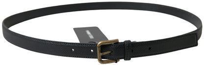 Cinturón elegante de cuero italiano negro