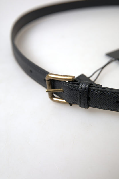 Cinturón elegante de cuero italiano negro