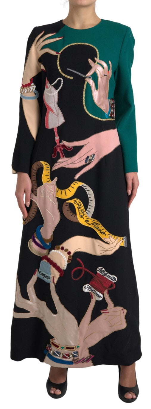 Elegante vestido de lana multicolor de corte A
