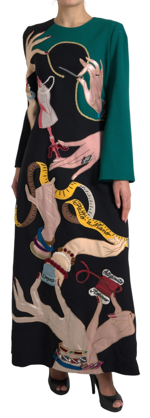 Elegante vestido de lana multicolor de corte A
