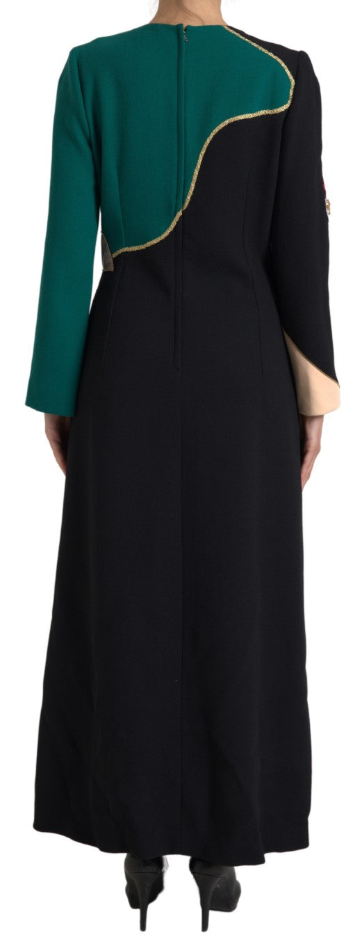 Elegante vestido de lana multicolor de corte A