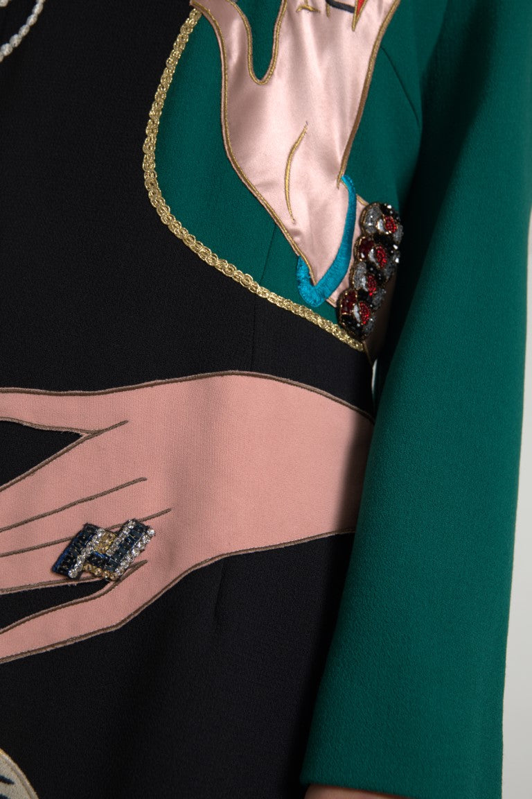 Elegante vestido de lana multicolor de corte A