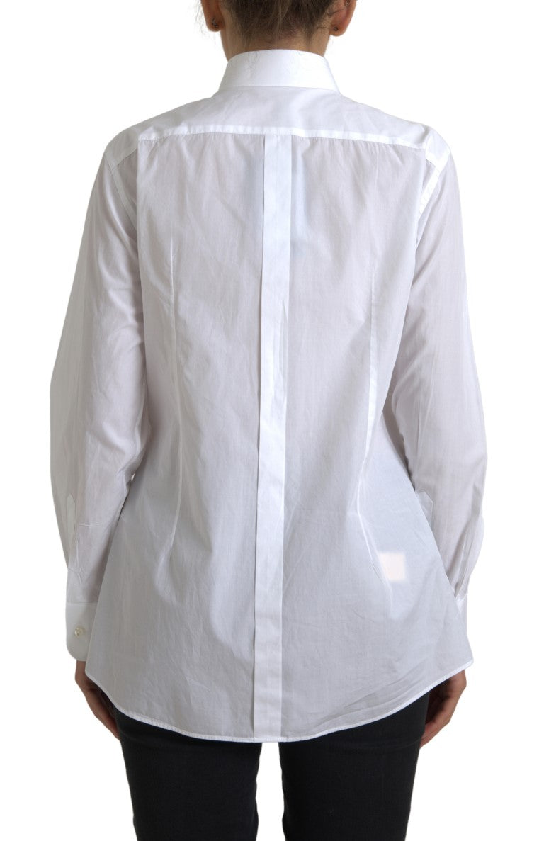 Camisa elegante de popelina de algodón blanca