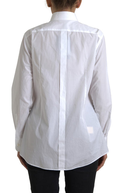 Camisa elegante de popelina de algodón blanca