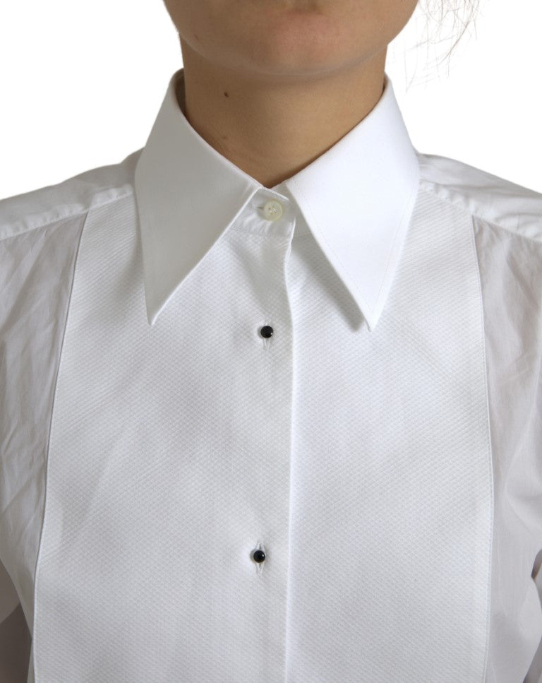 Camisa elegante de popelina de algodón blanca