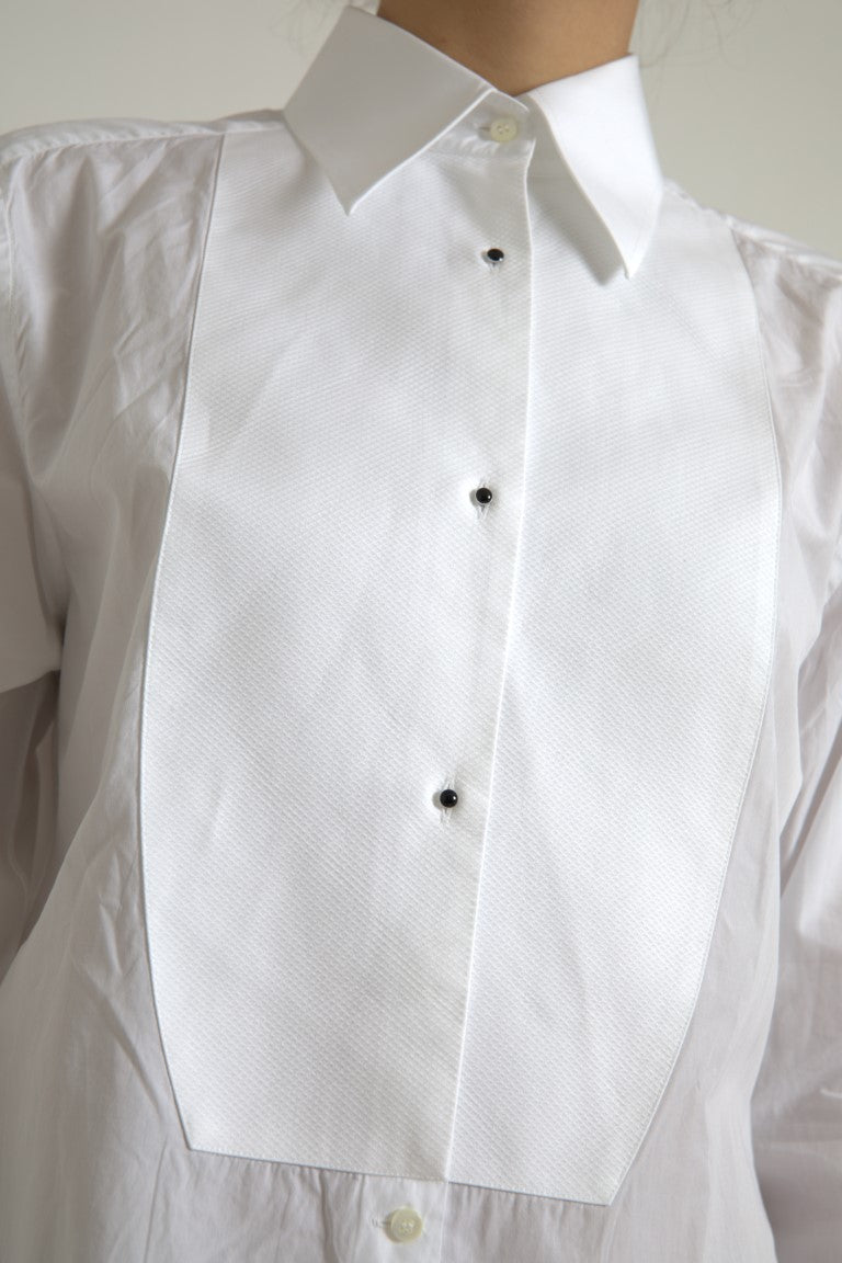 Camisa elegante de popelina de algodón blanca