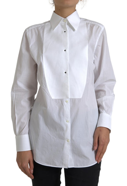 Camisa elegante de popelina de algodón blanca